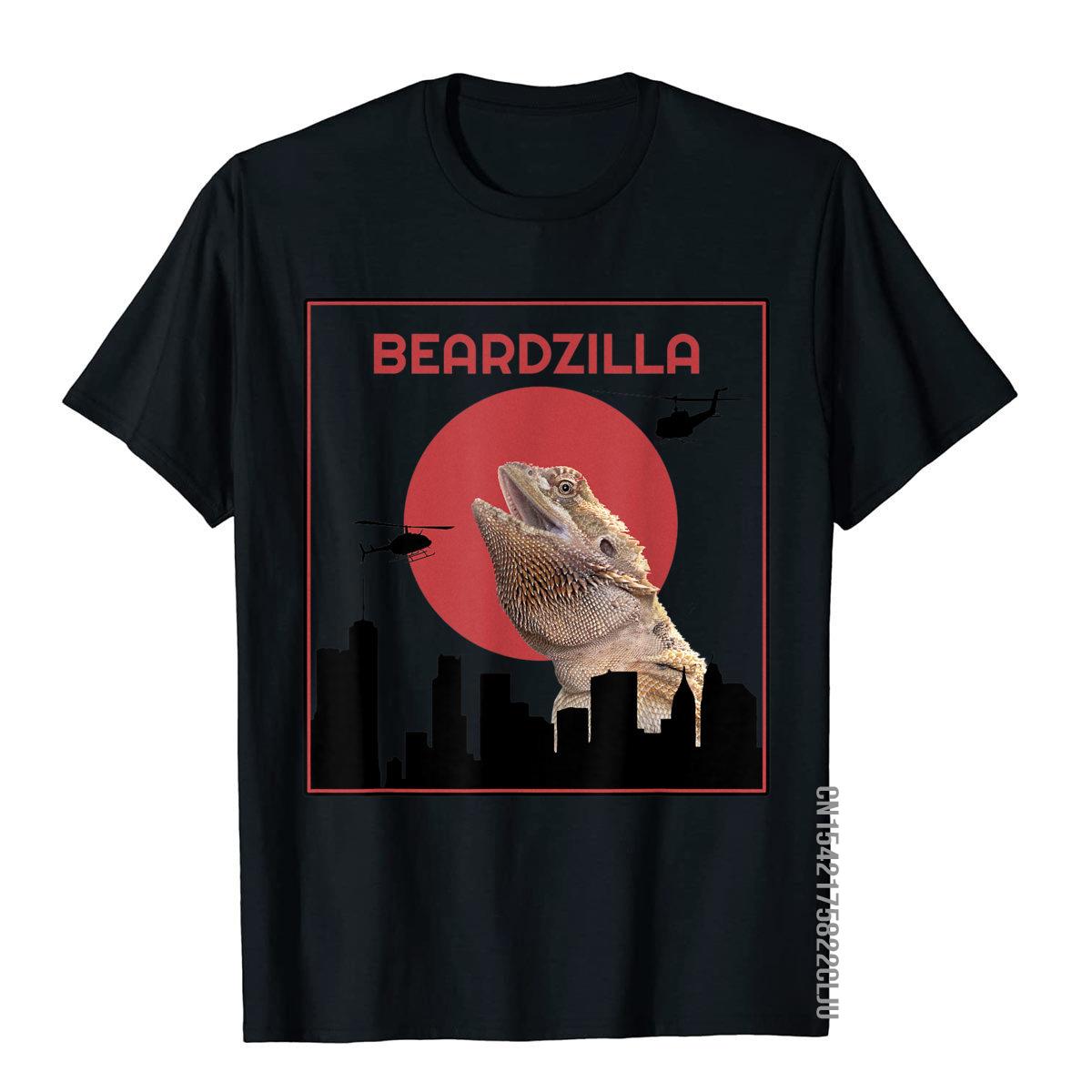 Beardzilla Bearded Dragon Funny Tshirt Popular Men T Shirts Cotton Tops Tees Print Harajuku Streetwear O Neck