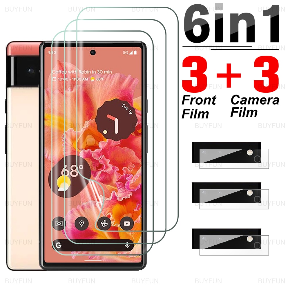 6in1 Hydrogel Film For Google Pixel 6 Pro Full Cover Front Soft Film For GooGle Pixel 6 Pixel7 Pro Camera Lens Screen Protector
