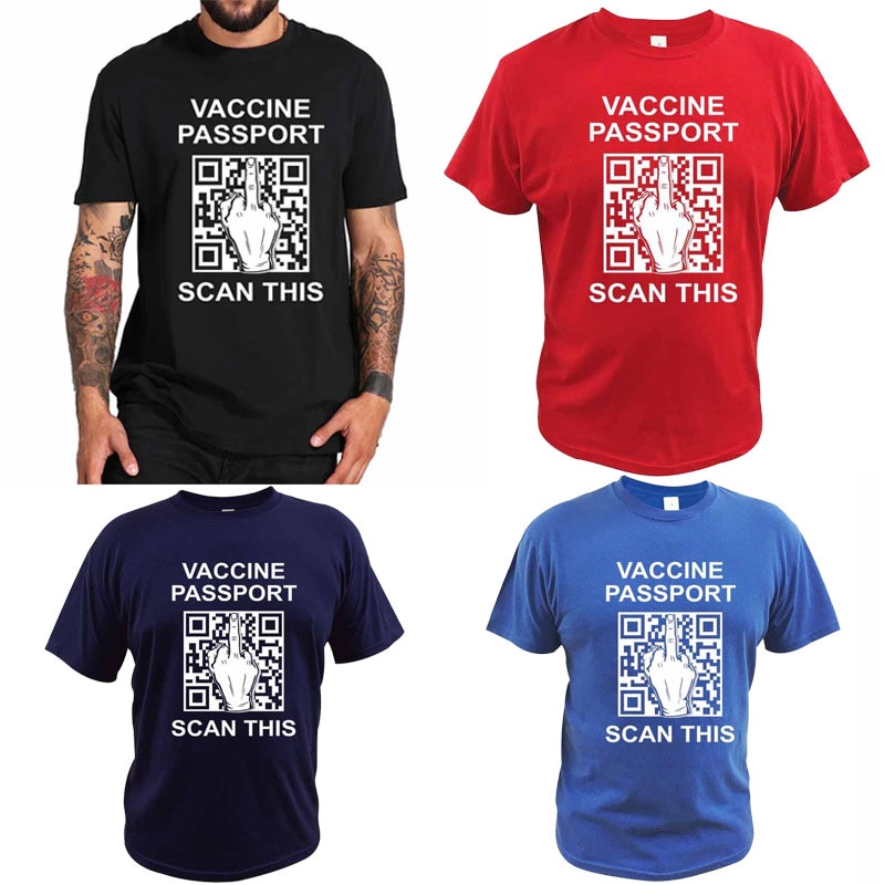 Funny Vaccine Passport Scan This Graphic T Shirt Anti Vaccination T-Shirt Casual Breathable Fitness Crewneck Oversized Tee Tops