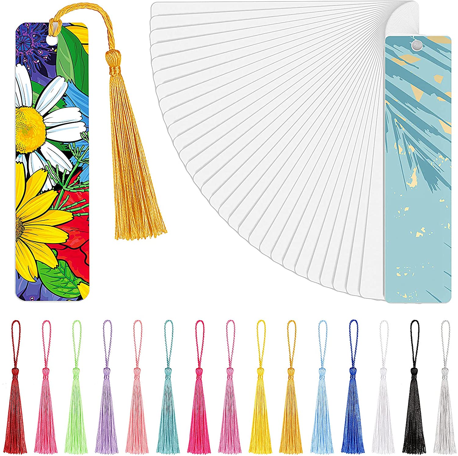 20 pieces Sublimation Blank Bookmark Metal Blank Bookmarks for books with Hole and Tassels heat transfer diy