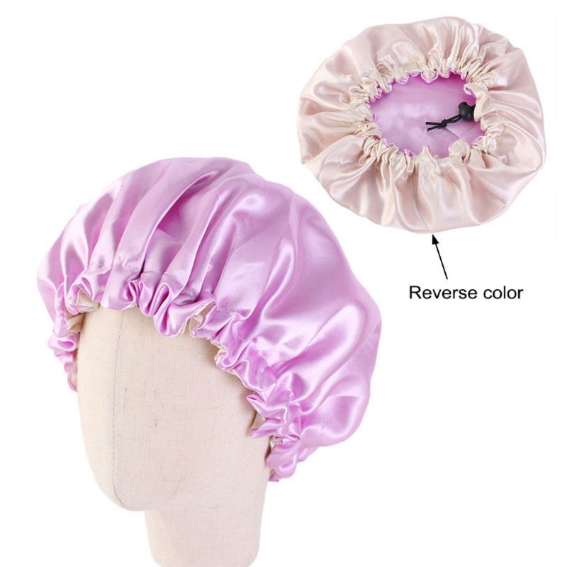 Kids Reversible Satin Bonnet Double Layer Adjustable Size Sleep Night Bonnet Hat