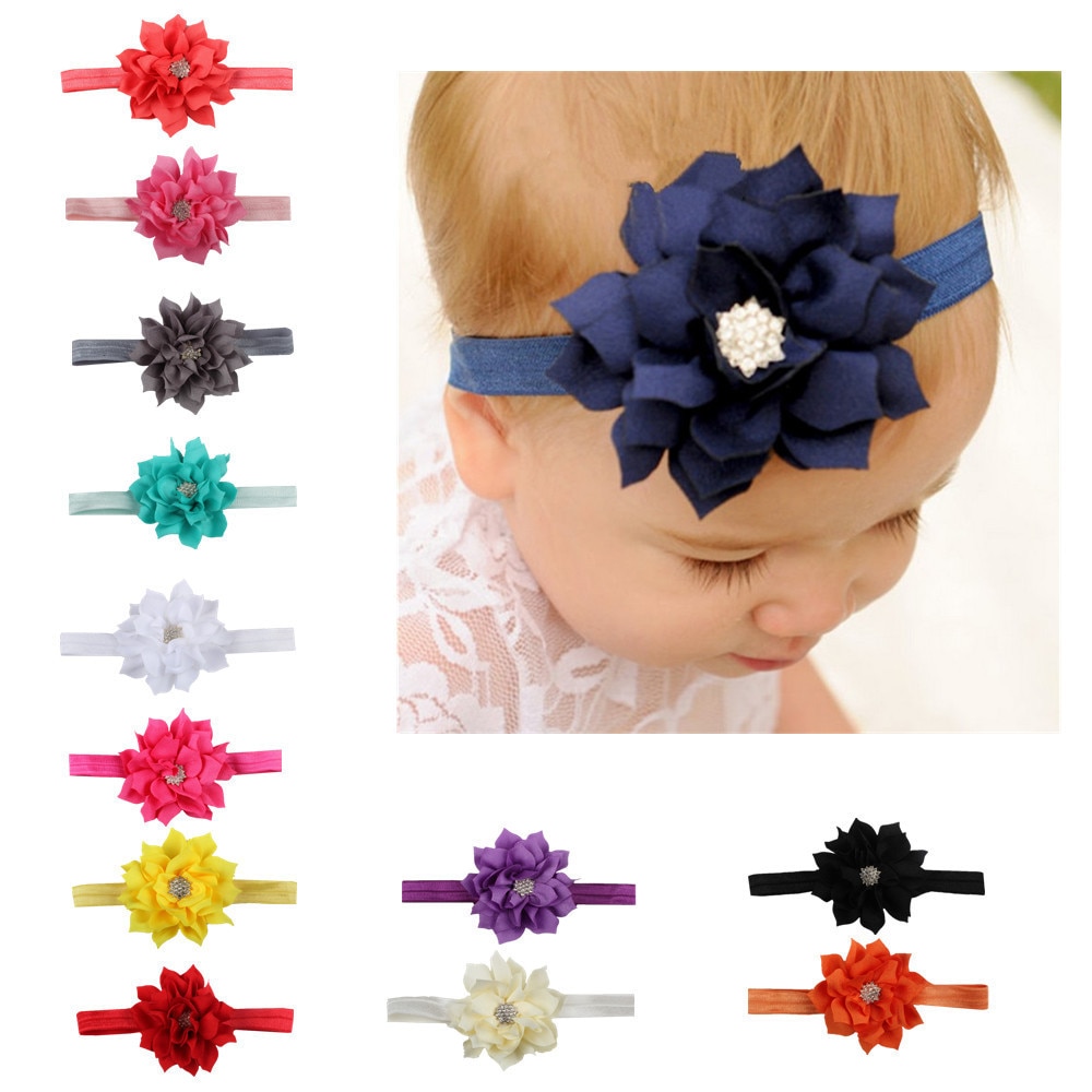 Baby Turban Children's Hair Band Baby Hair Band Flower Headband Imitation Drill Headwear Newborn Headband Baby Accessories