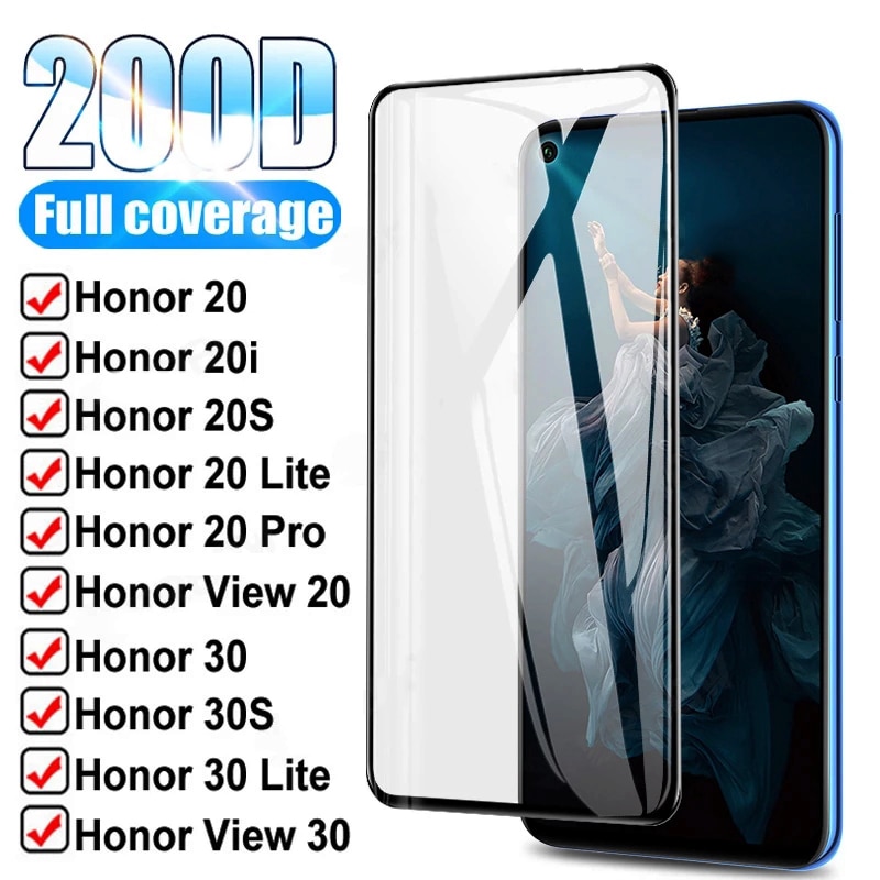 200D Tempered Glass For Huawei Honor 20 30 Lite 20i 30i Screen Protector For Honor 20 V30 30 Pro Plus 20S 30S Protective Glass