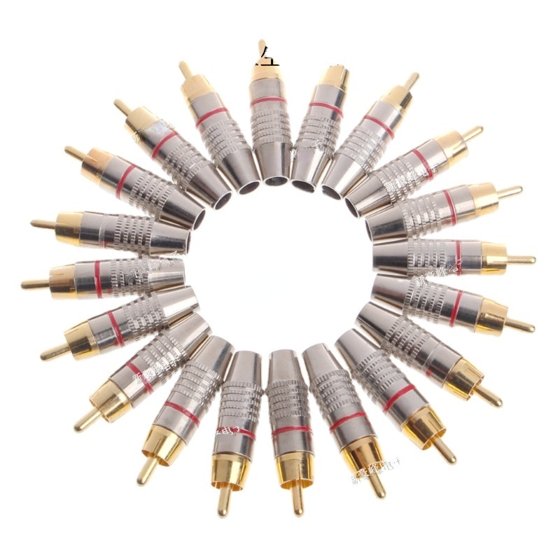 10Pcs RCA Plug Audio Video Locking Cable Connector Gold Plated Color