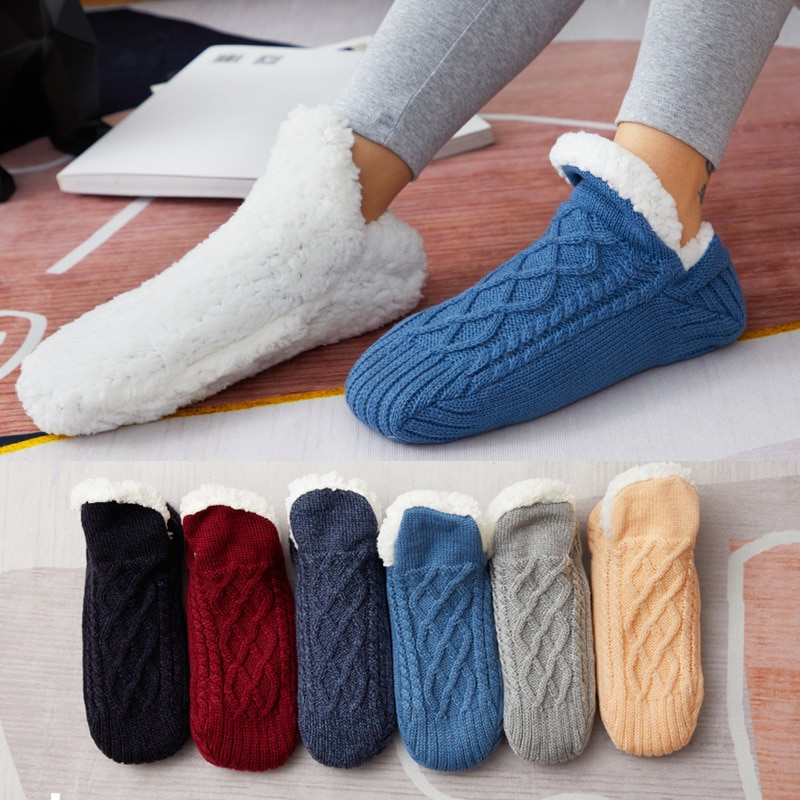 women warm socks slippers plus velvet padded floor socks adult ladies floor socks indoor soft home thick warm winter sock