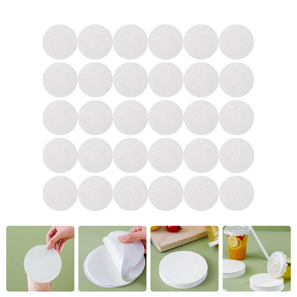 200 Pcs Leak Proof Papers Bottles Coffee Bottle Sealing Papers Round Sealing Films (White)