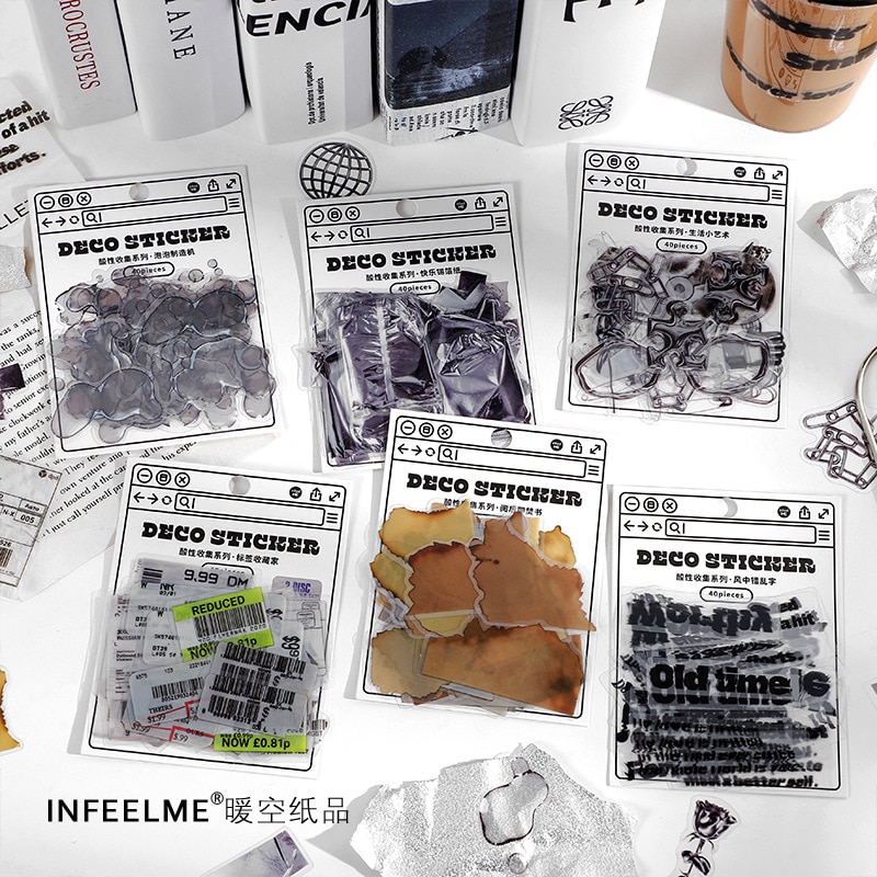 40pcs/lot stickers Notes Acid collection series Junk Journal Paper diary Scrapbooking Stickers Office School