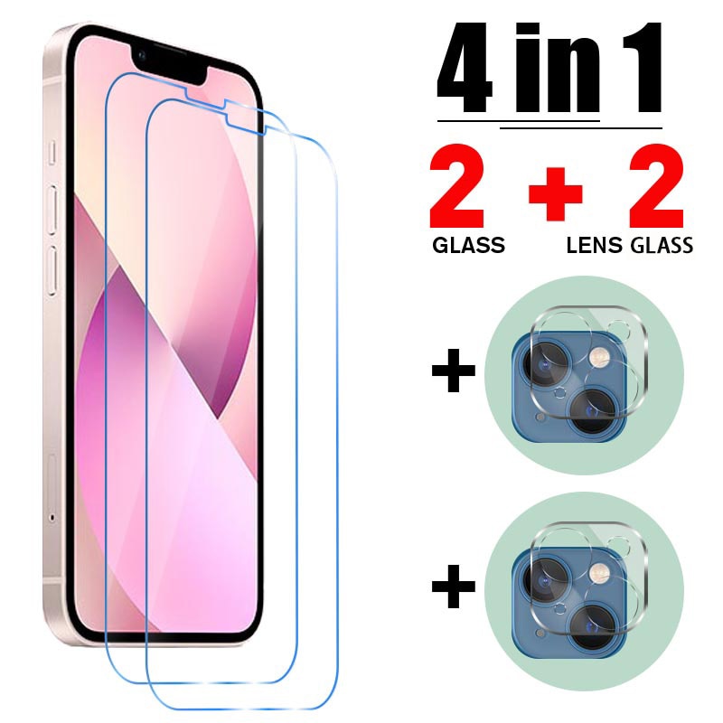 4 in 1 Tempered Glass For iPhone 13 12 11 Pro Max 13 12 Mini Camera Lens Glass For iPhone XR XS Max X SE 2020 7 8 6S Plus 6