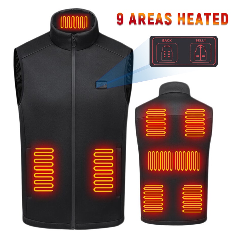 9 Heated Vest Zones Dual Control Intelligent USB Heated Vest Outdoor Sport Electric and Warm Heated Vest Mountaineering Camping