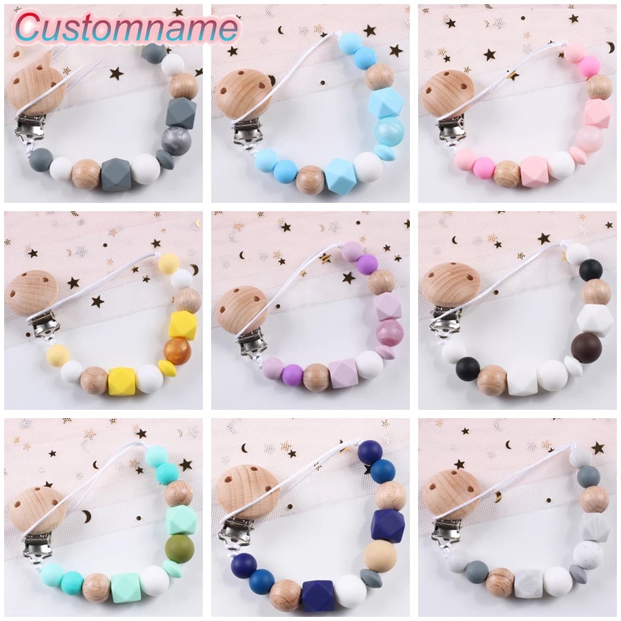 1Pcs DIY Personalized Name Handmade Silicone Chews Nurse Gift Toys Koala Teething Necklace Pacifier Clips With Name BABY Custom