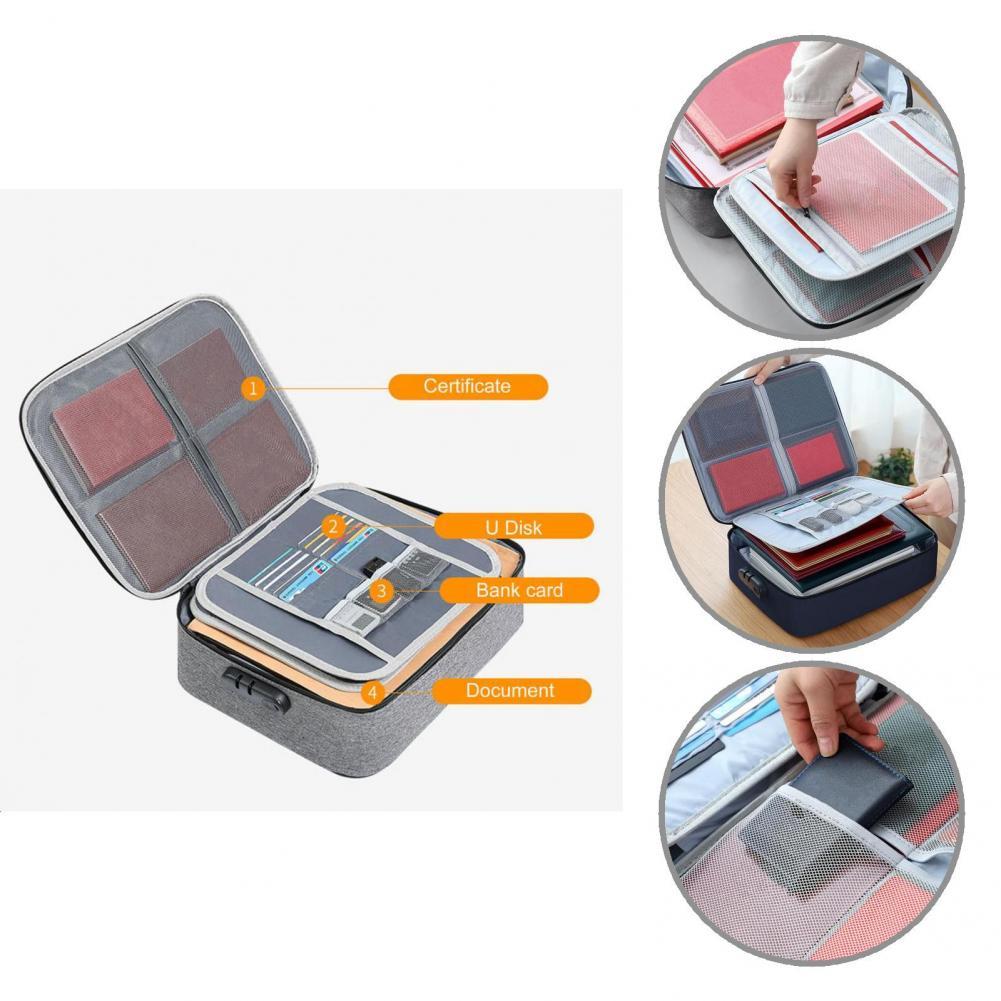 Useful Portable Document Bag Filing Storage Box Oxford Cloth Thick
