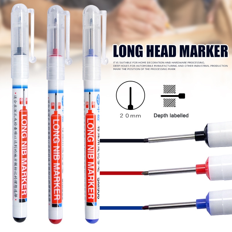 20mm Deep Hole Long Head Markers Bathroom Woodworking Decoration Multi-purpose Waterproof Quick-drying Marker Pen