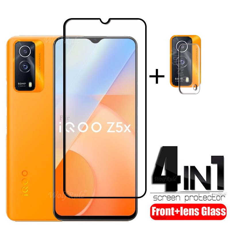 4-in-1 For Vivo iQOO Z5X Glass For iQOO Z5X Tempered Glass Full Cover Protective Flim Screen Protector For iQOO Z5X Lens Glass