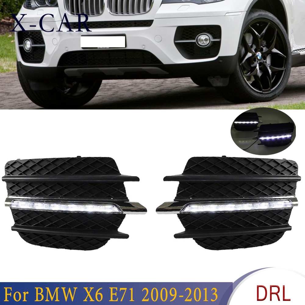 X-CAR For BMW X6 E71 2009-2013 2 Pcs Front Daytime Running Light White Light LED Daytime Driving DRL Fog Lamp Working Fog Lamp
