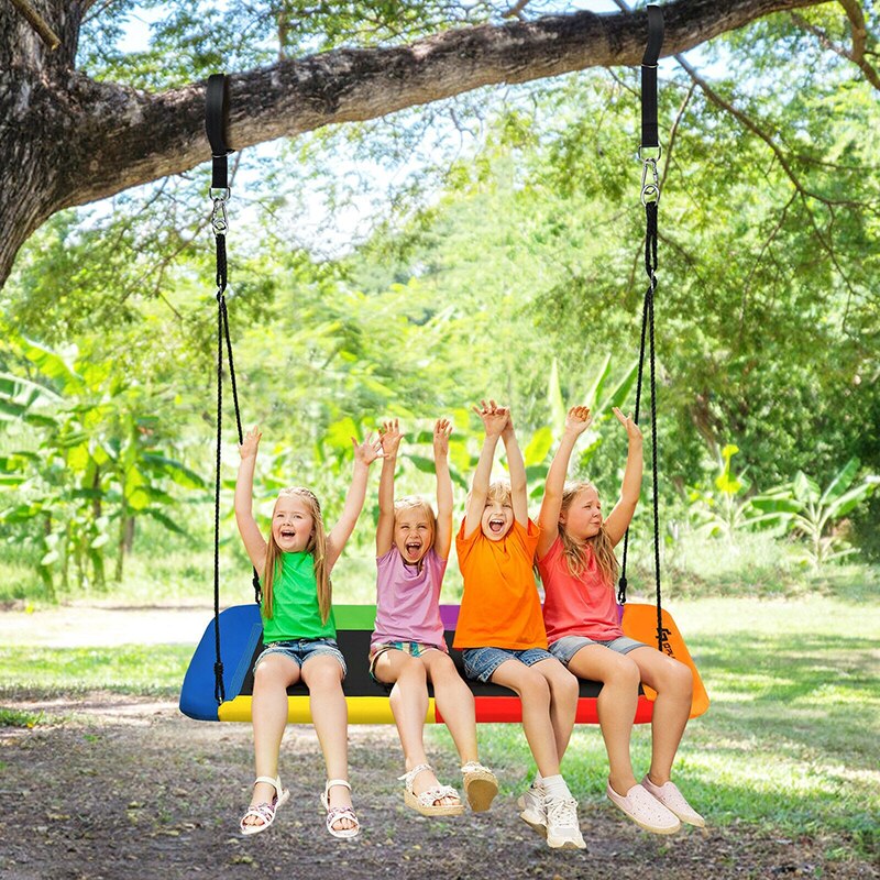 60Inch Platform Tree Swing Outdoor Adjustable 2 Hanging Straps Heavy Duty Galvanized Pipe Premium Oxford Cloth Patio Swings