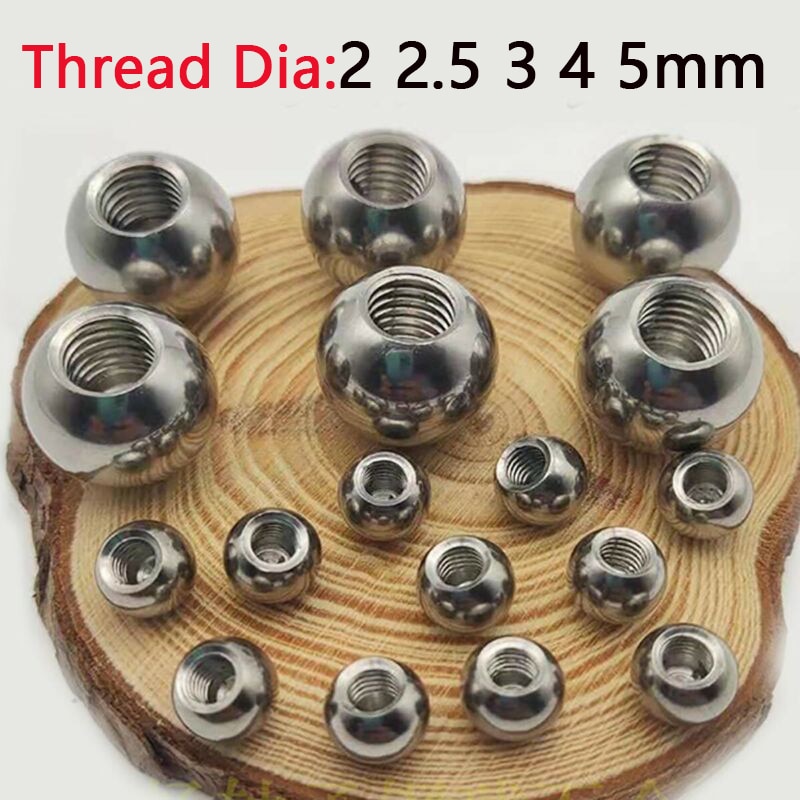M2 M2.5 M3 M4 M5 Thread Half Hole Metric Stainless Steel Drilling Balls Female Thread Blind Hole Smooth Ball Bead