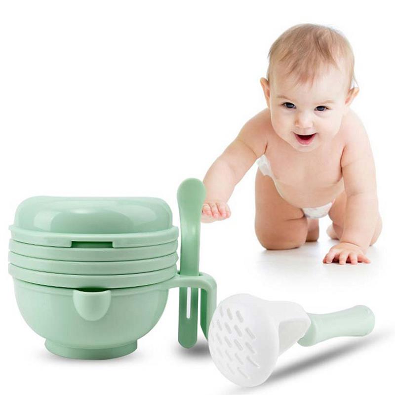 9-in-1 Kids PP Plastic Food Masher Maker Manual Baby Feeder Processor Smasher Serve Bowl Fruit Grinder