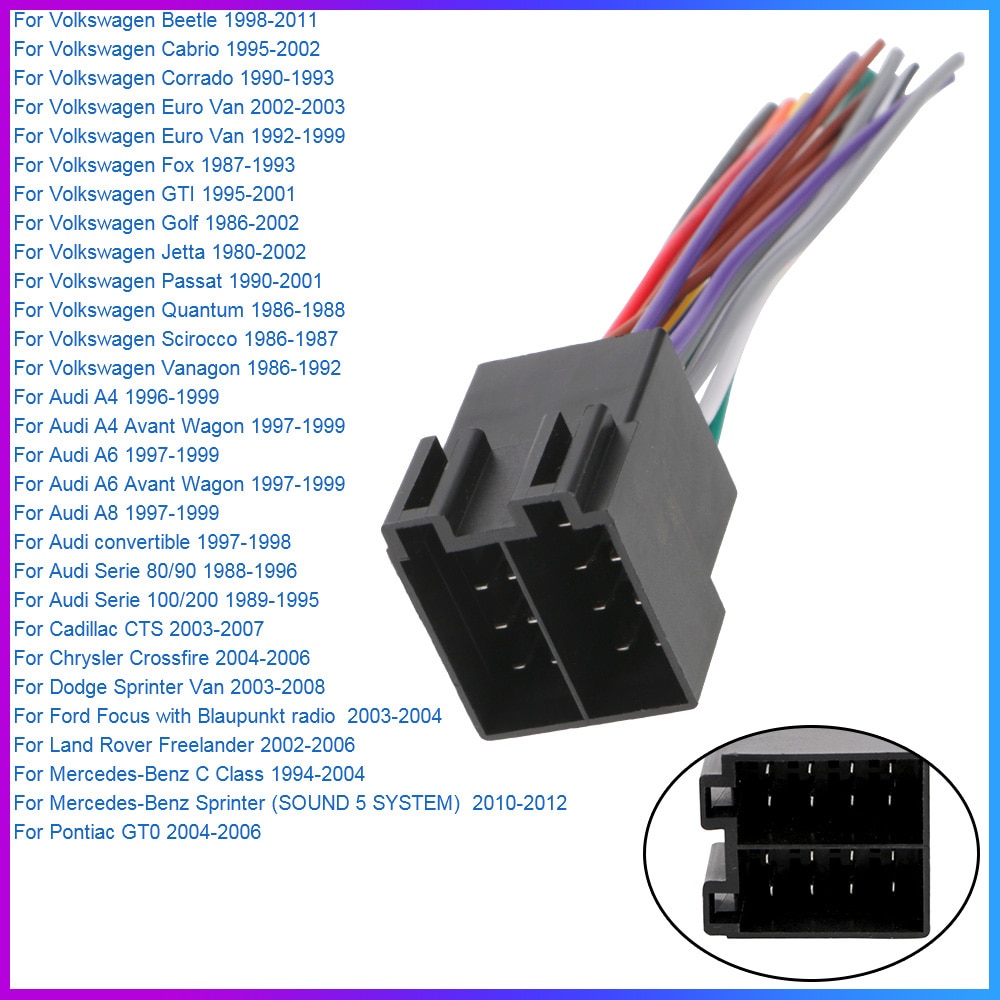 Antenna Stereo Cable Harness Universal Power Adapter Auto Replacement Male ISO Connector Plug Radio Wire Car Accessories