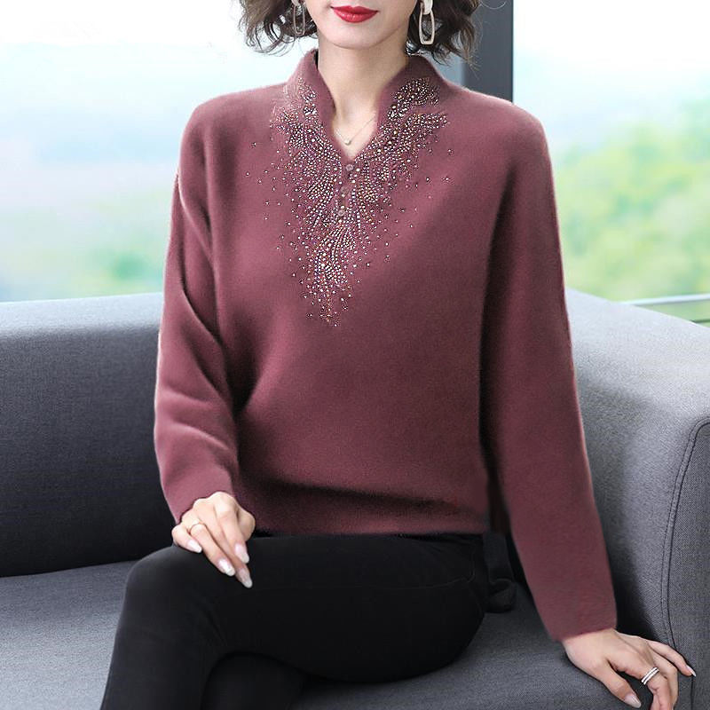 Add Velvet Bottoming Shirt Women Fall/winter Korean Middle-aged Long-sleeved T-shirt Top 5XL