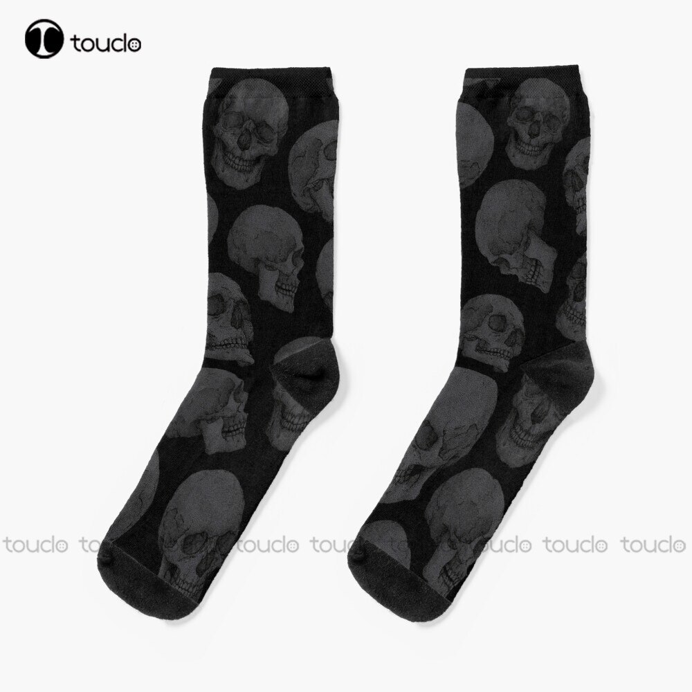 Skulls Skull Skulls Bones Dark Horror Death Deniart Pattern Socks Socks For Boys Personalized Custom 360° Digital Print