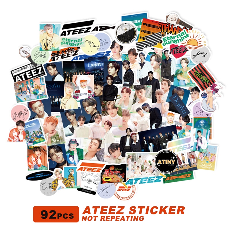 92PCS/Lot KPOP ATEEZ Self Adhesive Stickers Graffiti Decoration Computer Luggage Notebook DIY Waterproof Removable Stickers