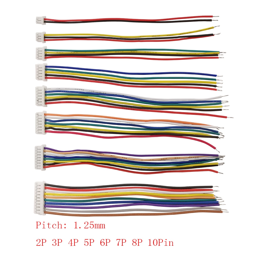 10Pcs 28AWG Micro JST 1.25 Female Connector Pitch 1.25mm 2/3/4/5/6/7/8/10Pin 1.25 JST Single Head DIY Electronic Wire Terminal