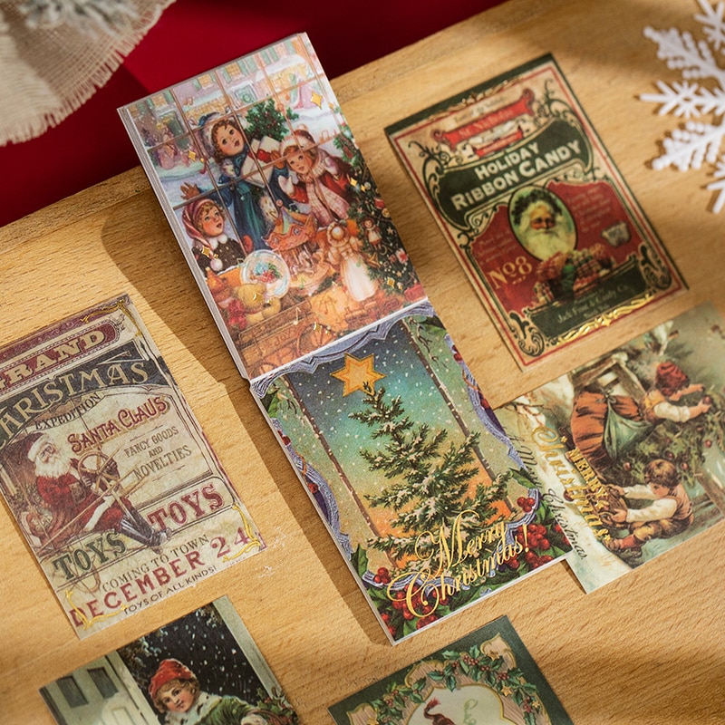 30 Sheets Merry Christmas Sticker Book Vintage festival Decorative Stickers For Scrapbooking Diary Planner Album Diary Notebook