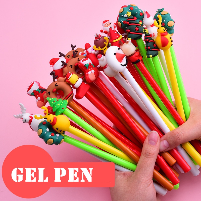 1pcs Cute Cartoon Students Pen Black Ink Christmas Series Creative Neutral Pen for School Stationary Writing Tools