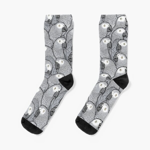 African Grey Parrots Crew Socks Ankle Knee High Black Women Mens Best