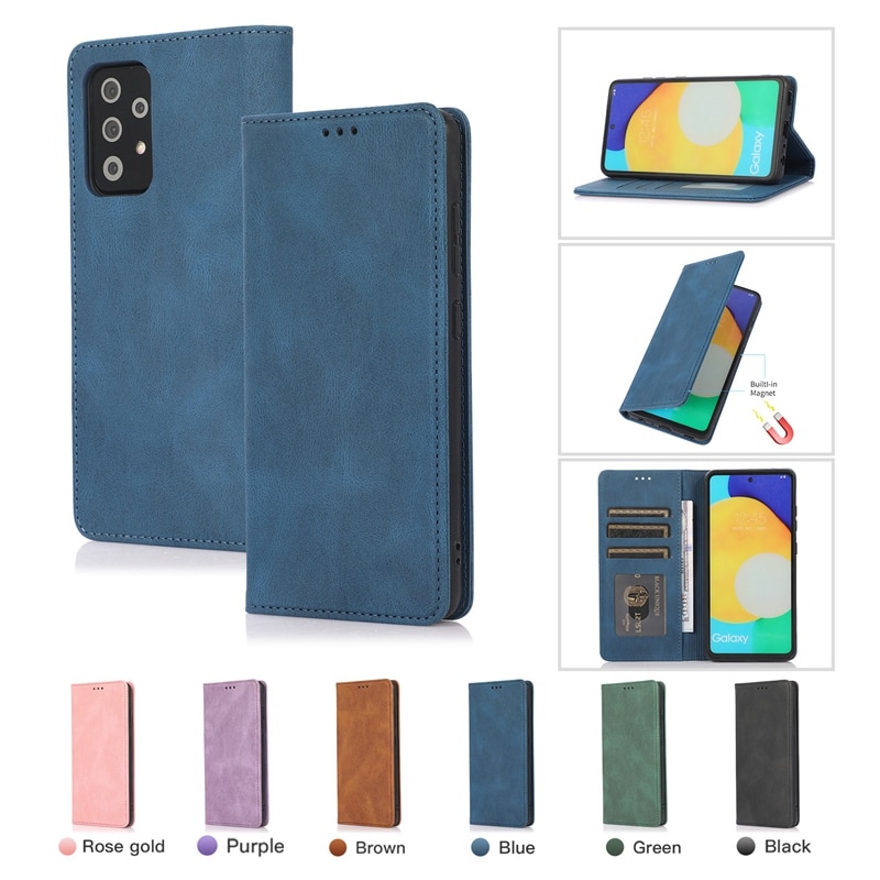 Strong Magnetic Flip Cover for Samsung S22 S21 S20 Note 20 Galaxy A13 A23 A33 A53 A73 A52 A51 A12 A22 A32 PU Leather Wallet Case