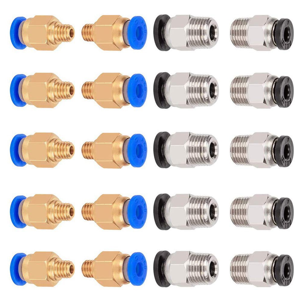 10 Pcs PC4-M6 Pneumatic Fitting and 10 Pcs PC4-M10 Pneumatic Fitting for Creality Ender 3/3 Pro/3 V2, Ender 5/5 Pro/5 Plus CR-10