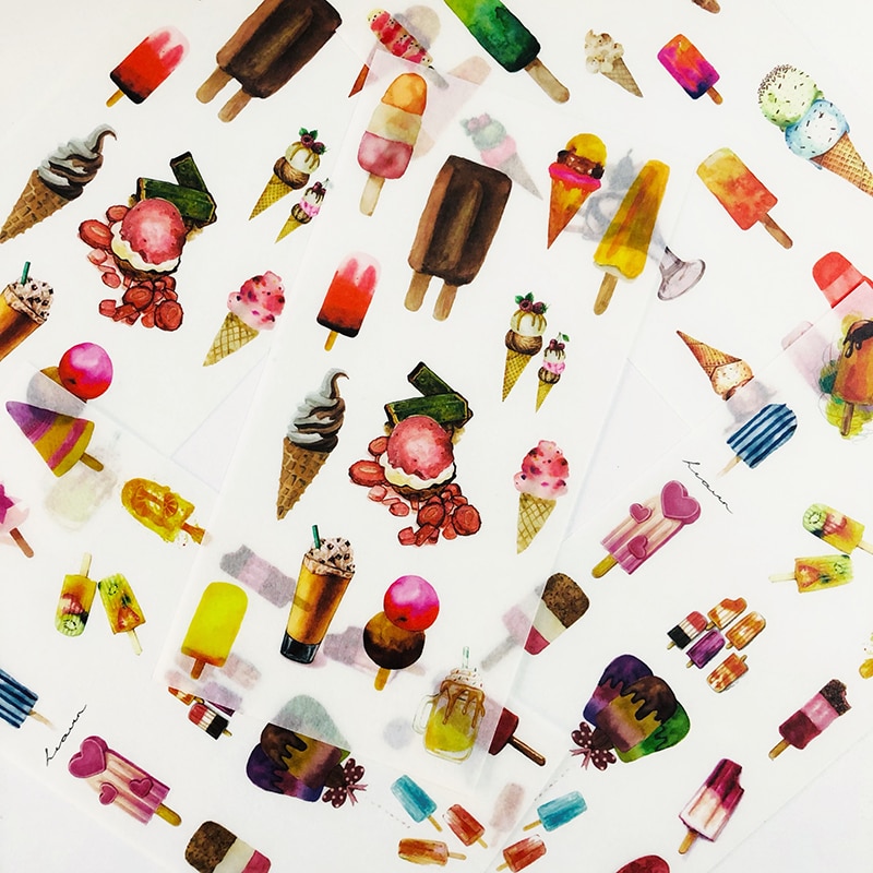 3 Sheets /Pack Summer Ice Cream Decorative Album Scrapbooking DIY Stickers
