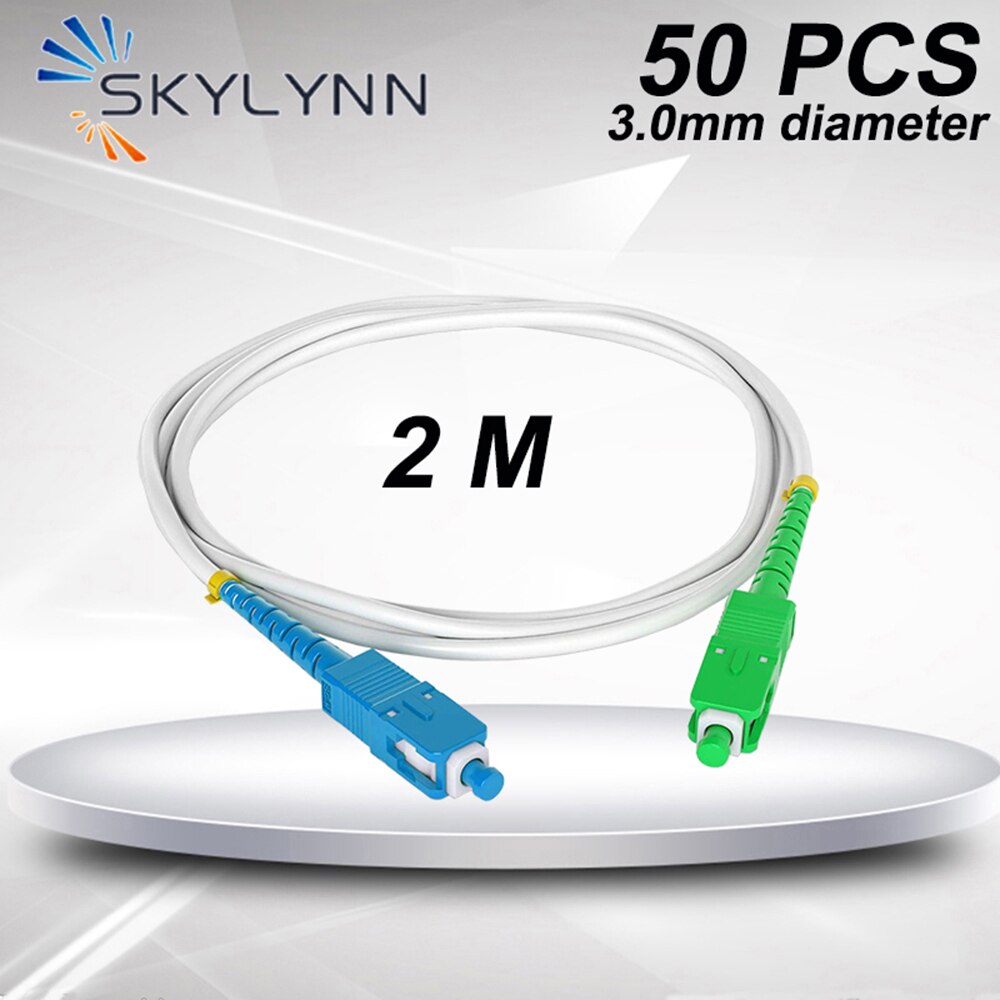 Factory Direct 50 PCS 2 Meter Length SC/APC-SC/UPC SM G657A2 Simplex 3.0mm Optical Fiber Patch Cord White LSZH For FTTH