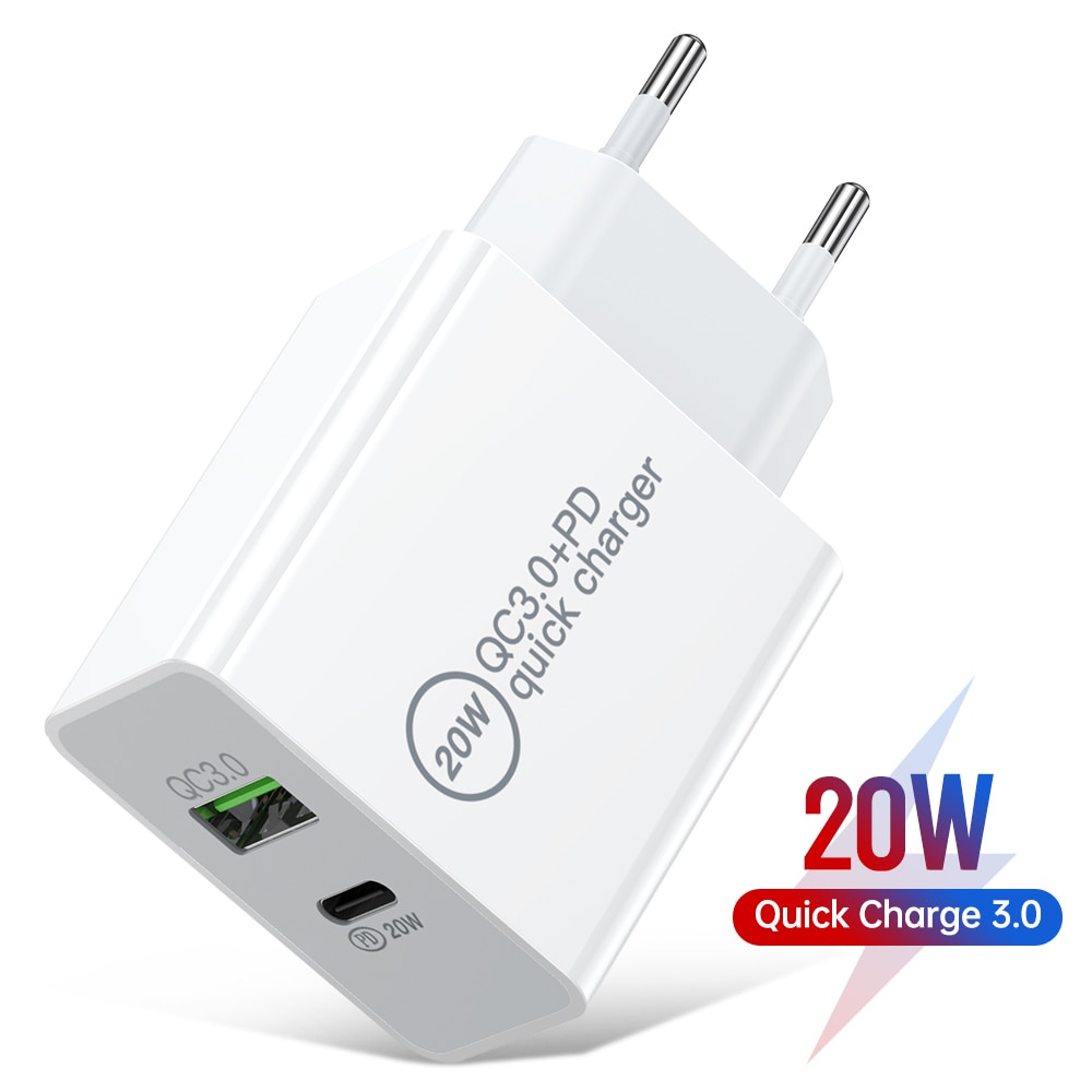 AUFU Quick Charge 4.0 3.0 QC Power Charger Adapter 20W USB Type C Fast Charger for iPhone 13 12 Xs 8 Xiaomi Phone PD Charger