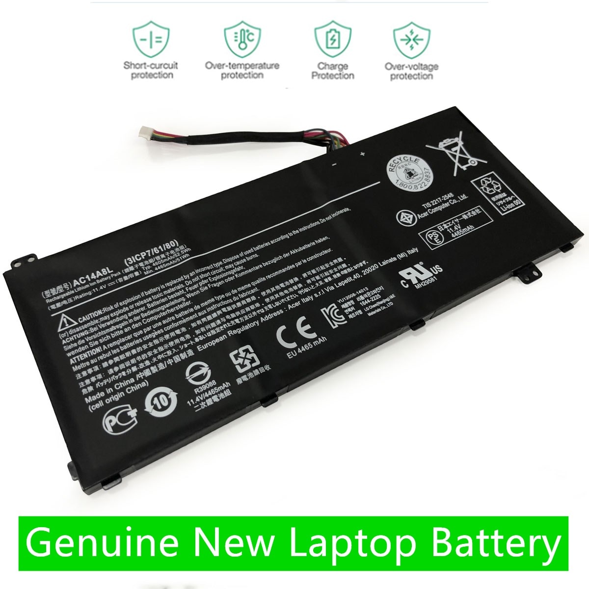 ONEVAN New AC14A8L Laptop Battery For Acer Aspire VN7-571 571G 591 591G 791G MS2391 KT.0030G.001 11.4V 4605mAh