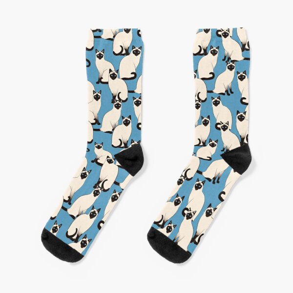 Siamese Cats Looking At You Crew Socks Women Black Best Knee High Mens Ankle
