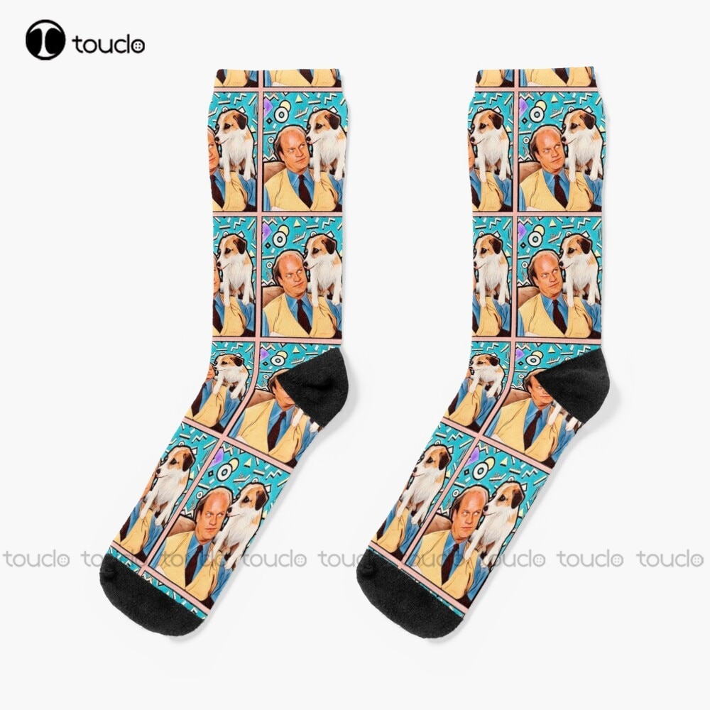 Frasier And Eddie Socks Soccer Socks Personalized Custom Unisex Adult Teen Youth Socks 360° Digital Print Hd High Quality