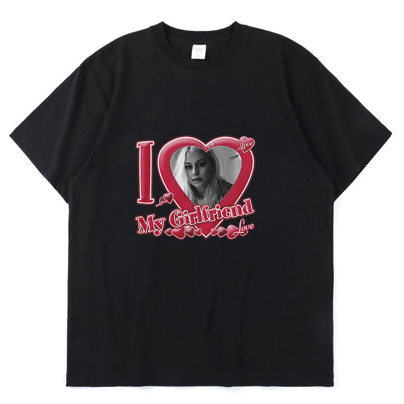 Phoebe Bridgers Face Artwork Gift for Couples Harajuku Romantic Print Summer Short-sleeved Cotton Loose Casual Woman T-shirt