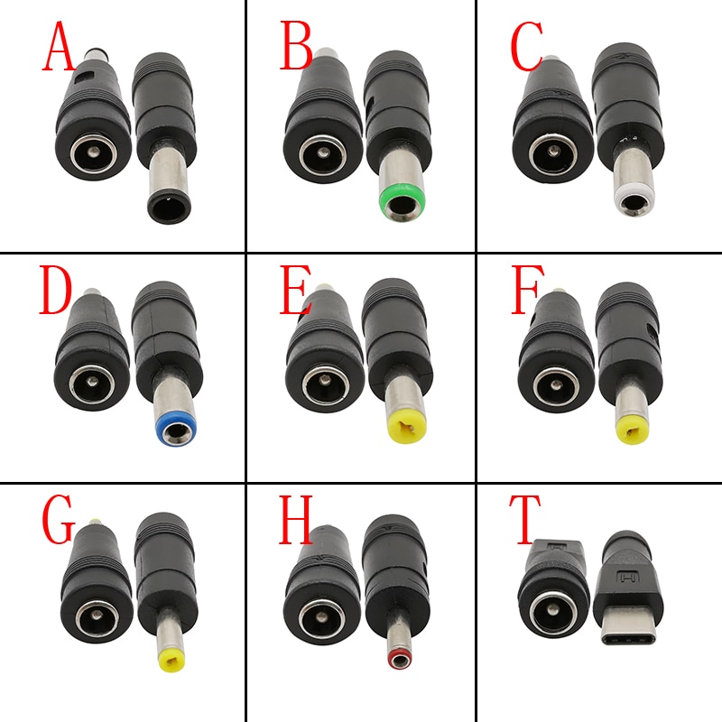 5Pcs DC Power Connectors 5.5x2.1mm Female Jack to 5.5x2.5 5.5x1.7 6.0x4.4 6.3x3.0 4.8x1.7 4.0x1.7 3.5x1.35mm Plug Adapter