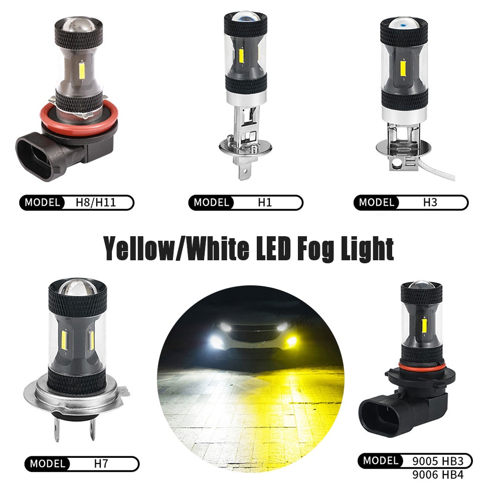 Super Bright 9005 HB3 H11 LED Bulbs H3 H7 H1 H8 9006 HB4 Auto Car Fog Signal Turn Light Driving Lamp White Yellow Headlight Bulb