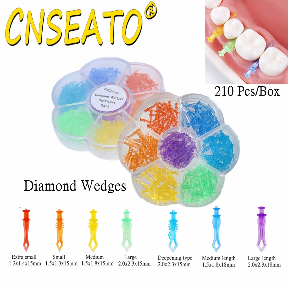 210Pcs Dental Diamond Wedges Plastic Matrix Adaptive Interdental Dentistry Accessories Teeth Diastema Gap Wedge Set Disposable
