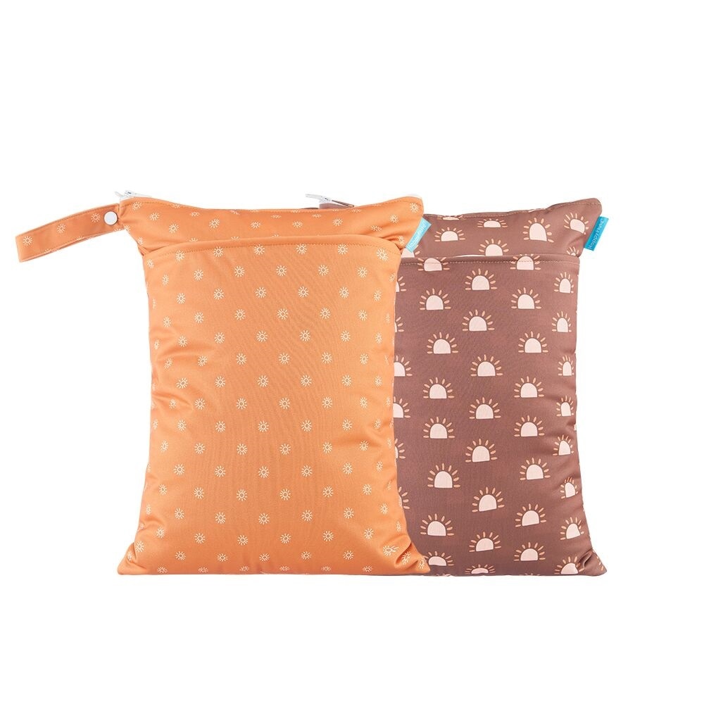 HappyFlute All Printing Double Zippered 2 Pocket Wet/Dry Bag Waterproof Cloth Diaper With Handle Reusable Mummy Bag