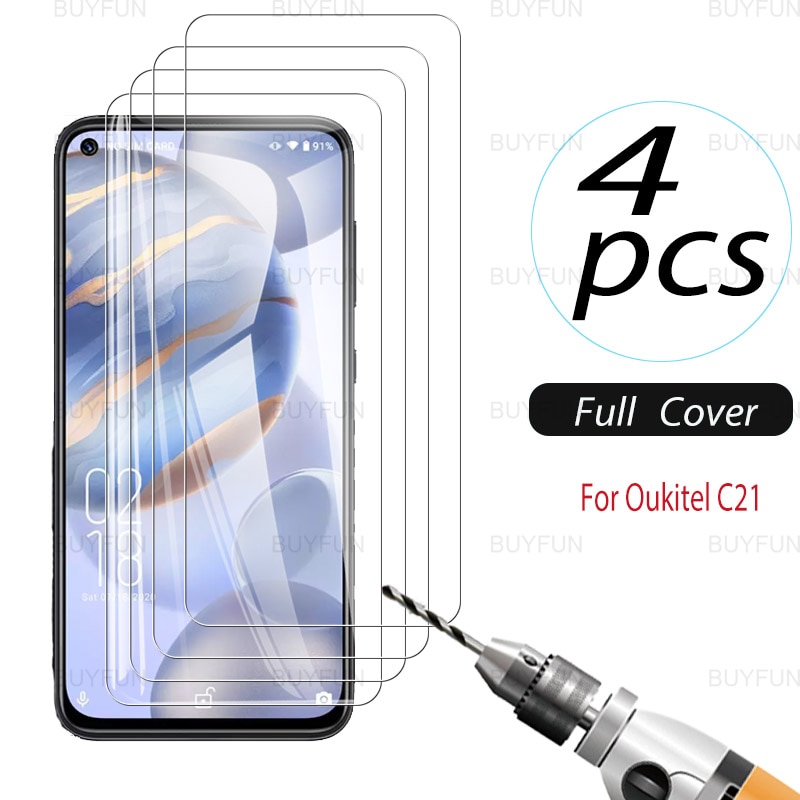 For Oukitel C21 4PCS Screen Protector Tempered Glass For Oukitel C21 C 21 21C 6.4inch Scratch Resistant Safety Protective Film