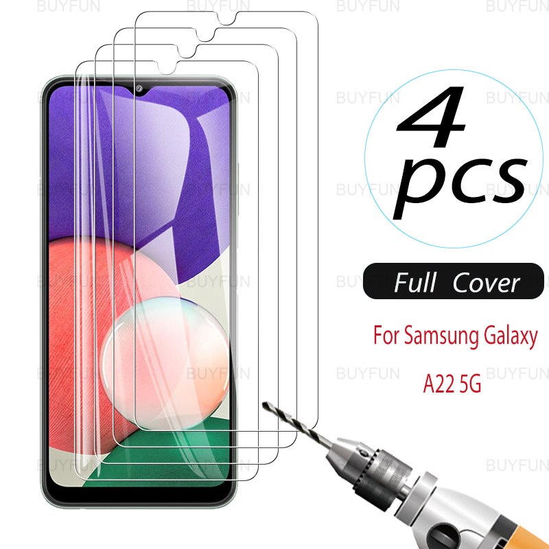 For Samsung Galaxy A22 5G 6.6inch 4PCS Screen Protector Tempered Glass For Samsung Samsun A 22 22A A22 Safety Protective Film
