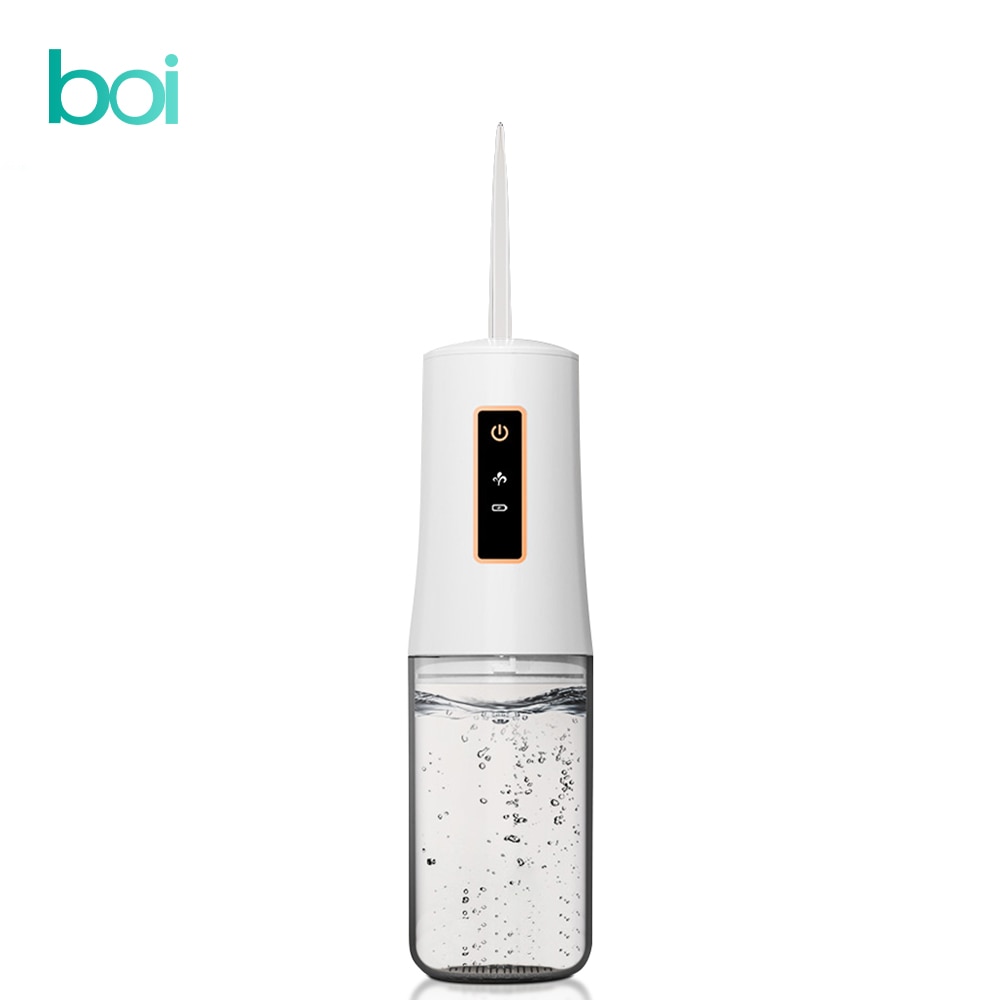 [Boi] White Removable 200ml USB Fast Charge Smart Electric Oral Irrigator Syringe Water Flosser Portable Dental Teeth Cleaner