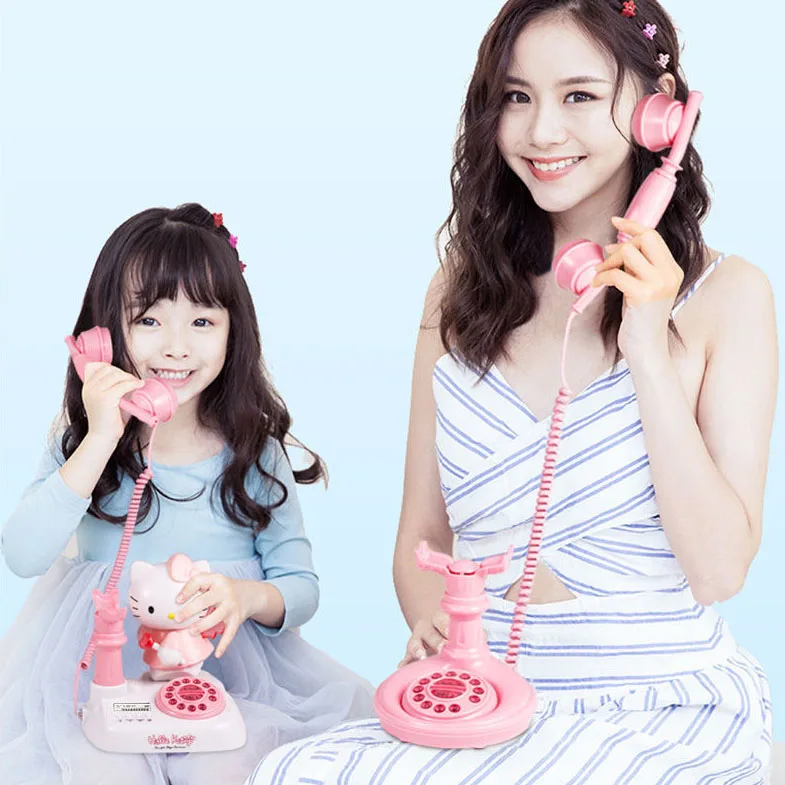 pink cartoon mini fixed phone High quality Landline Telephone Home hotel bedroom for children kids women red pleasant