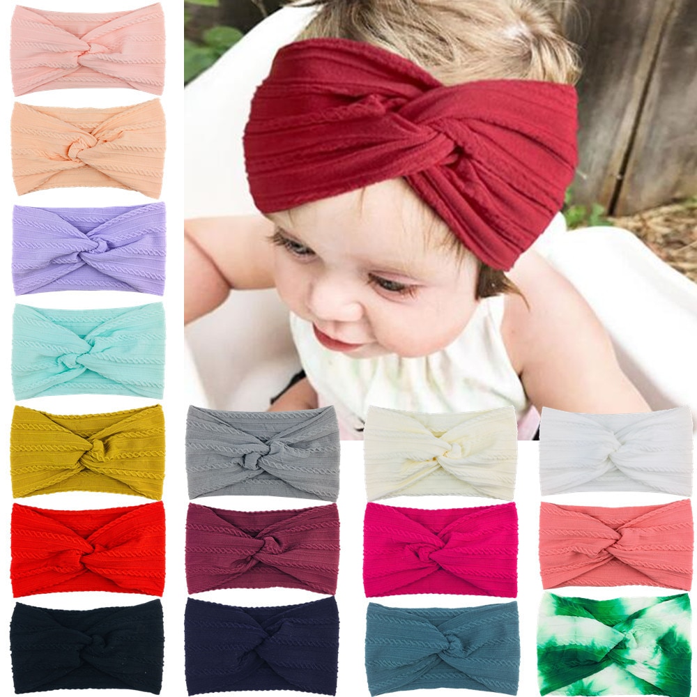 New Style Children's Hairband, Baby Solid Color Nylon Wide Bandana Kids Headwear Baby Accessories Newborn Headscarf Baby Tu