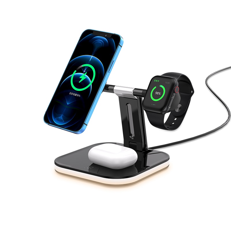 J971 15W 5 in 1 Qi Wireless Charger Stand For iPhone 13 12 11 Pro Max macsafe Magnetic Wireless Charger For Apple Watch Airpod