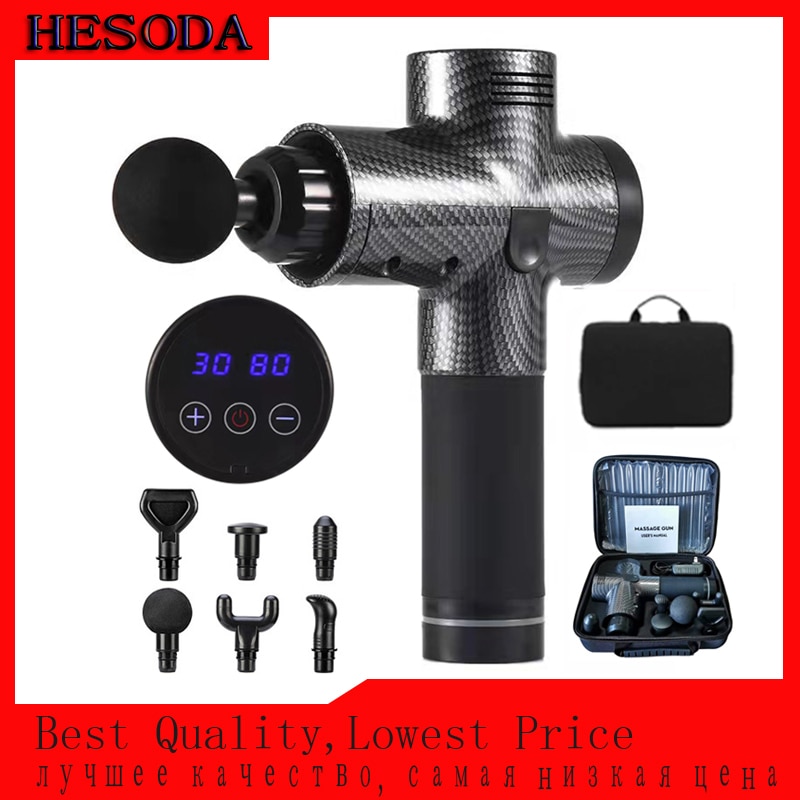 HESODA Massage Gun Fascia Gun With LCD Display Sport Therapy Muscle Massager Deep Body Relaxation Pain Relief Slimming Shaping