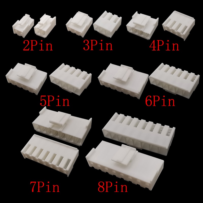 50Pcs White VH 3.96 3.96mm Pitch 2/3/4/5/6/7/8 Pin Shell Housing Connector Female Plug Adapter